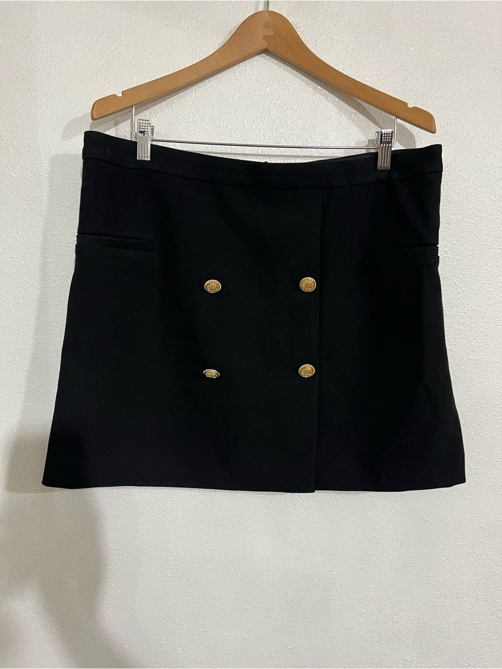 H&M Black Mini Skirt with Gold Button Detail